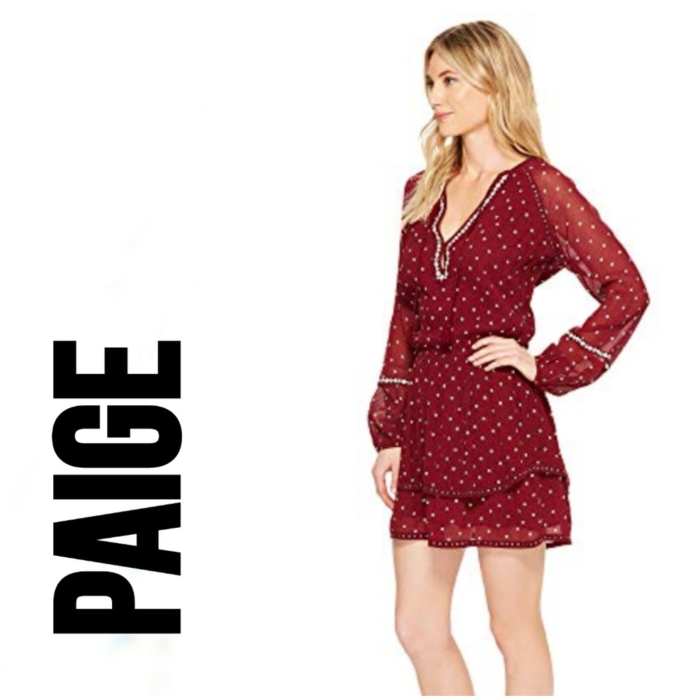 PAIGE Shanti Dress Red White Long Sleeve